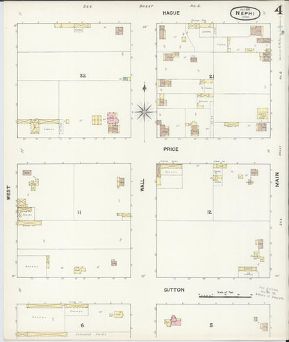 Sanborn Fire Insurance Map from Nephi, Juab County, Utah (1890), Sheet #0004 - Complete Map Set gallery image, historic Sanborn map, vintage wall art, Utah Utah