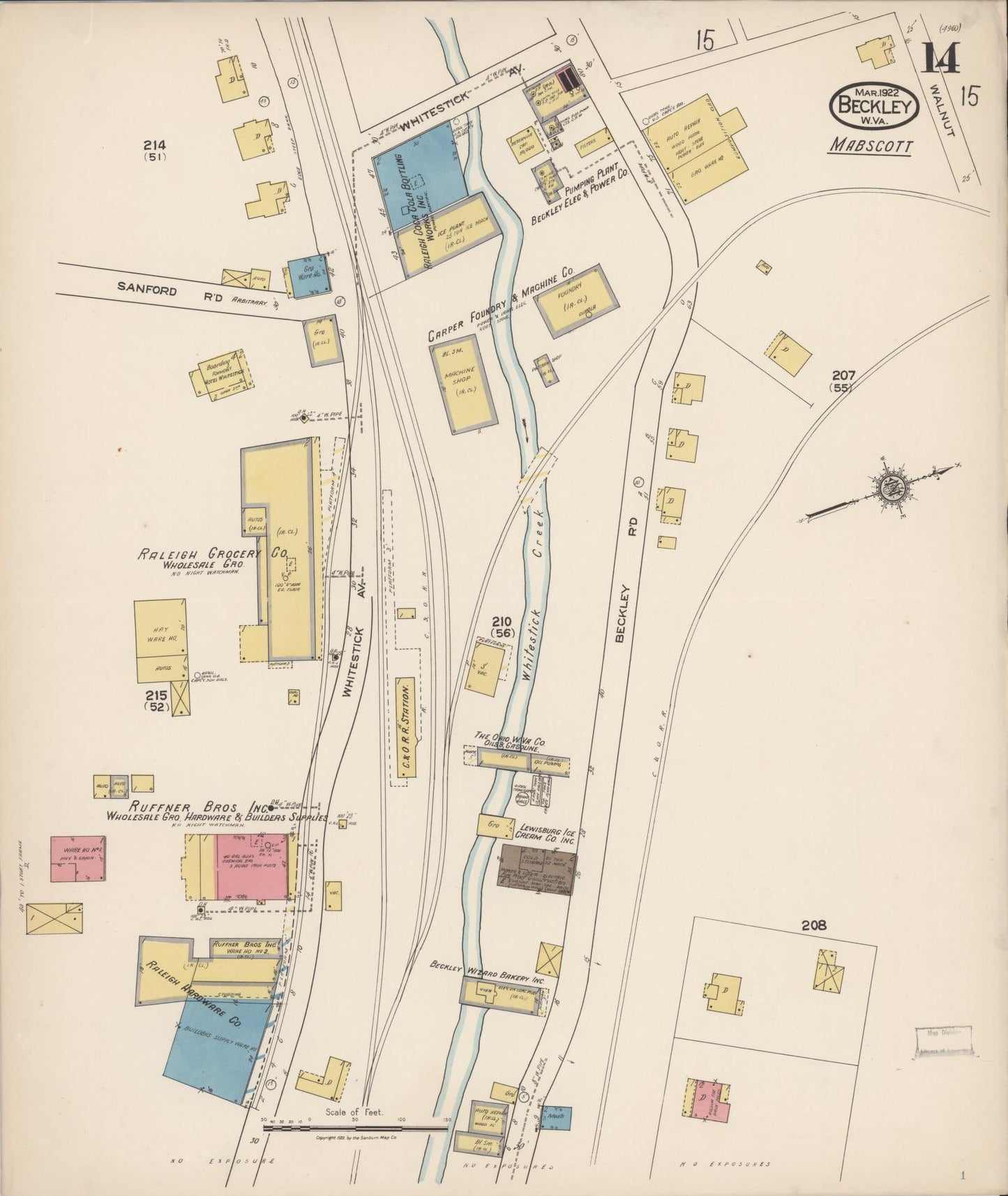 Sanborn Fire Insurance Map from Beckley, Raleigh County, West Virginia (1922), Sheet #0014 - Complete Map Set gallery image, historic Sanborn map, vintage wall art, West Virginia West Virginia