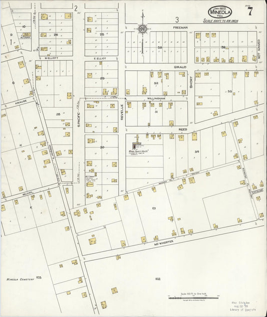 Sanborn Fire Insurance Map from Mineola, Wood County, Texas (1922), Sheet #0007 - Historic Sanborn Fire Insurance Map Print, vintage old map wall art, antique decor, genealogy gift, Texas Texas map