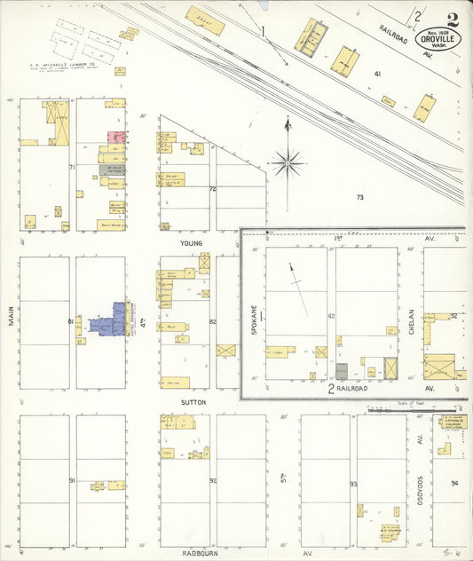 Sanborn Fire Insurance Map from Oroville, Okanogan County, Washington (1909), Sheet #0002 - Historic Sanborn Fire Insurance Map Print, vintage old map wall art, antique decor, genealogy gift, Washington Washington map
