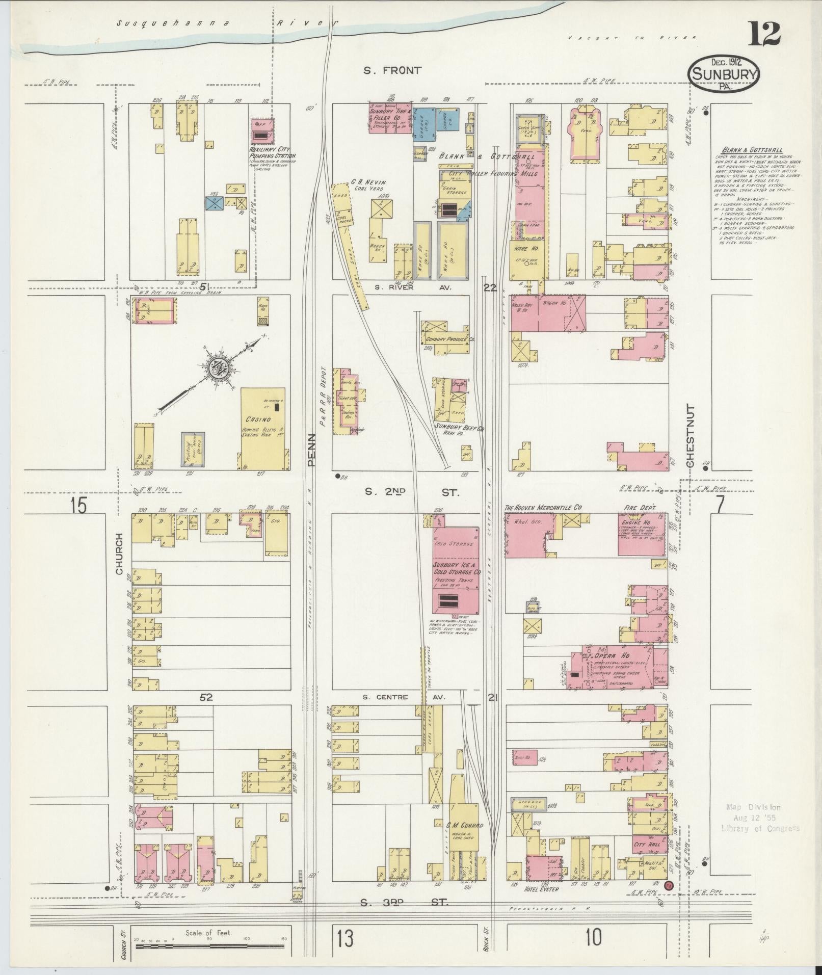 Sanborn Fire Insurance Map from Sunbury, Northumberland County, Pennsylvania (1912), Sheet #0012 - Complete Map Set gallery image, historic Sanborn map, vintage wall art, Pennsylvania Pennsylvania