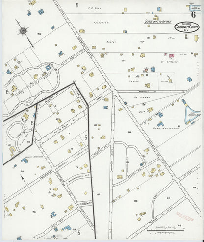 Sanborn Fire Insurance Map from Coconut Grove, Dade County, Florida (1920), Sheet #0006 - Complete Map Set gallery image, historic Sanborn map, vintage wall art, Florida Florida
