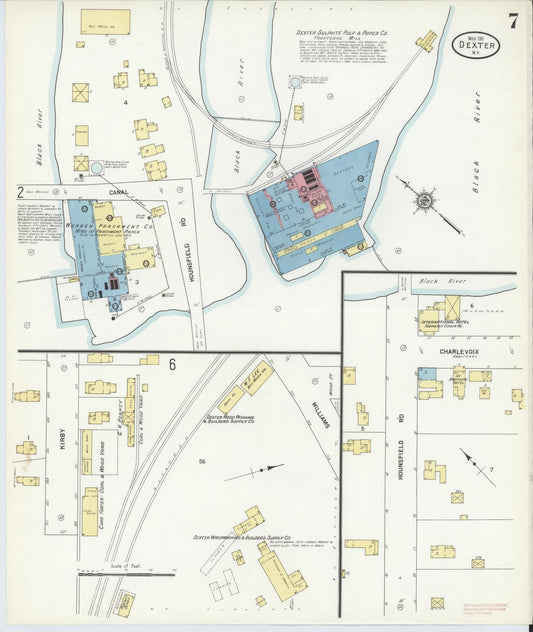 Sanborn Fire Insurance Map from Dexter, Jefferson County, New York (1911), Sheet #0007 - Historic Sanborn Fire Insurance Map Print, vintage old map wall art, antique decor, genealogy gift, New York New York map
