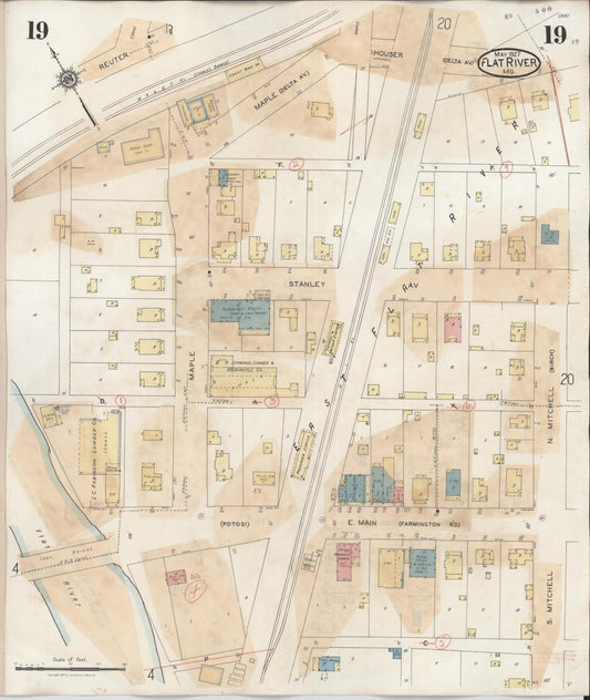 Sanborn Fire Insurance Map from Flat River, Saint Francois County, Missouri (1938), Sheet #0019 - Historic Sanborn Fire Insurance Map Print, vintage old map wall art, antique decor, genealogy gift, Missouri Missouri map