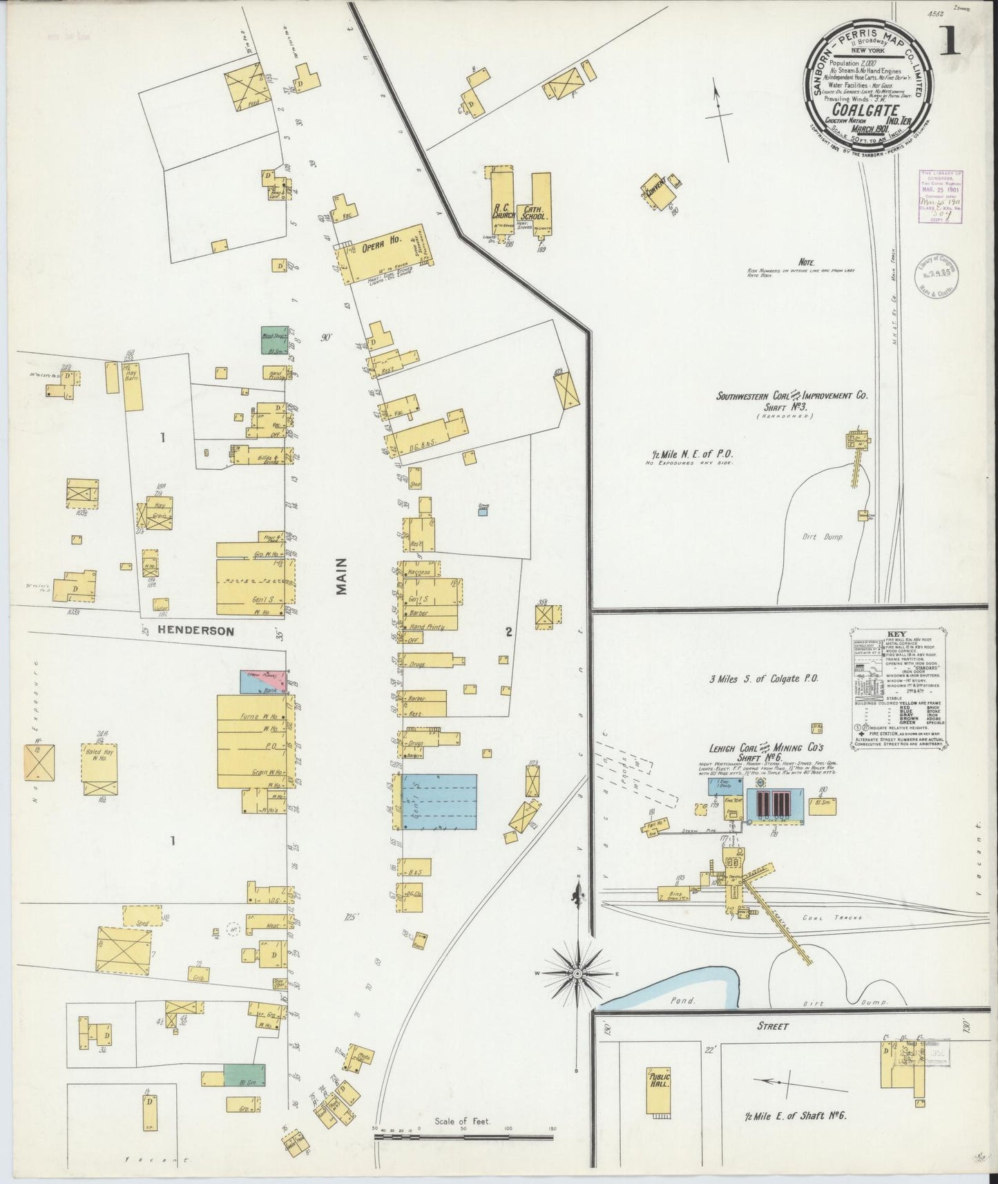 Sanborn Fire Insurance Map from Coalgate, Coal County, Oklahoma (1901), Sheet #0001 - Complete Map Set gallery image, historic Sanborn map, vintage wall art, Oklahoma Oklahoma