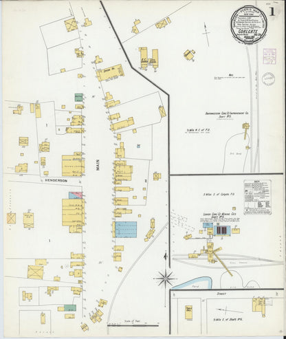 Sanborn Fire Insurance Map from Coalgate, Coal County, Oklahoma (1901), Sheet #0001 - Complete Map Set gallery image, historic Sanborn map, vintage wall art, Oklahoma Oklahoma