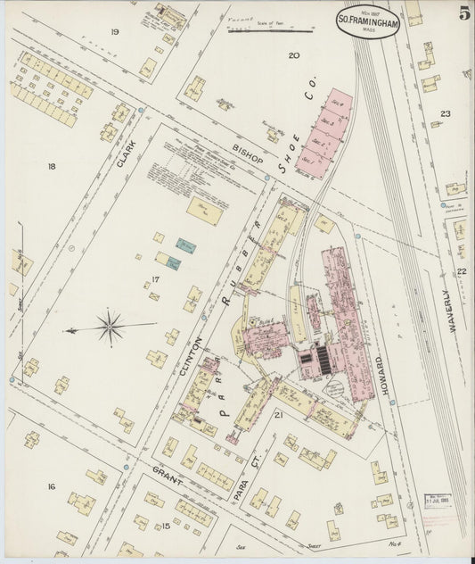 Sanborn Fire Insurance Map from South Farmington, Middlesex County, Massachusetts (1887), Sheet #0005 - Historic Sanborn Fire Insurance Map Print, vintage old map wall art, antique decor, genealogy gift, Massachusetts Massachusetts map