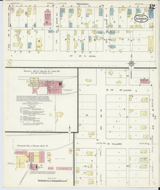 Sanborn Fire Insurance Map from Dickinson, Stark County, North Dakota (1913), Sheet #0012 - Historic Sanborn Fire Insurance Map Print, vintage old map wall art, antique decor, genealogy gift, North Dakota North Dakota map