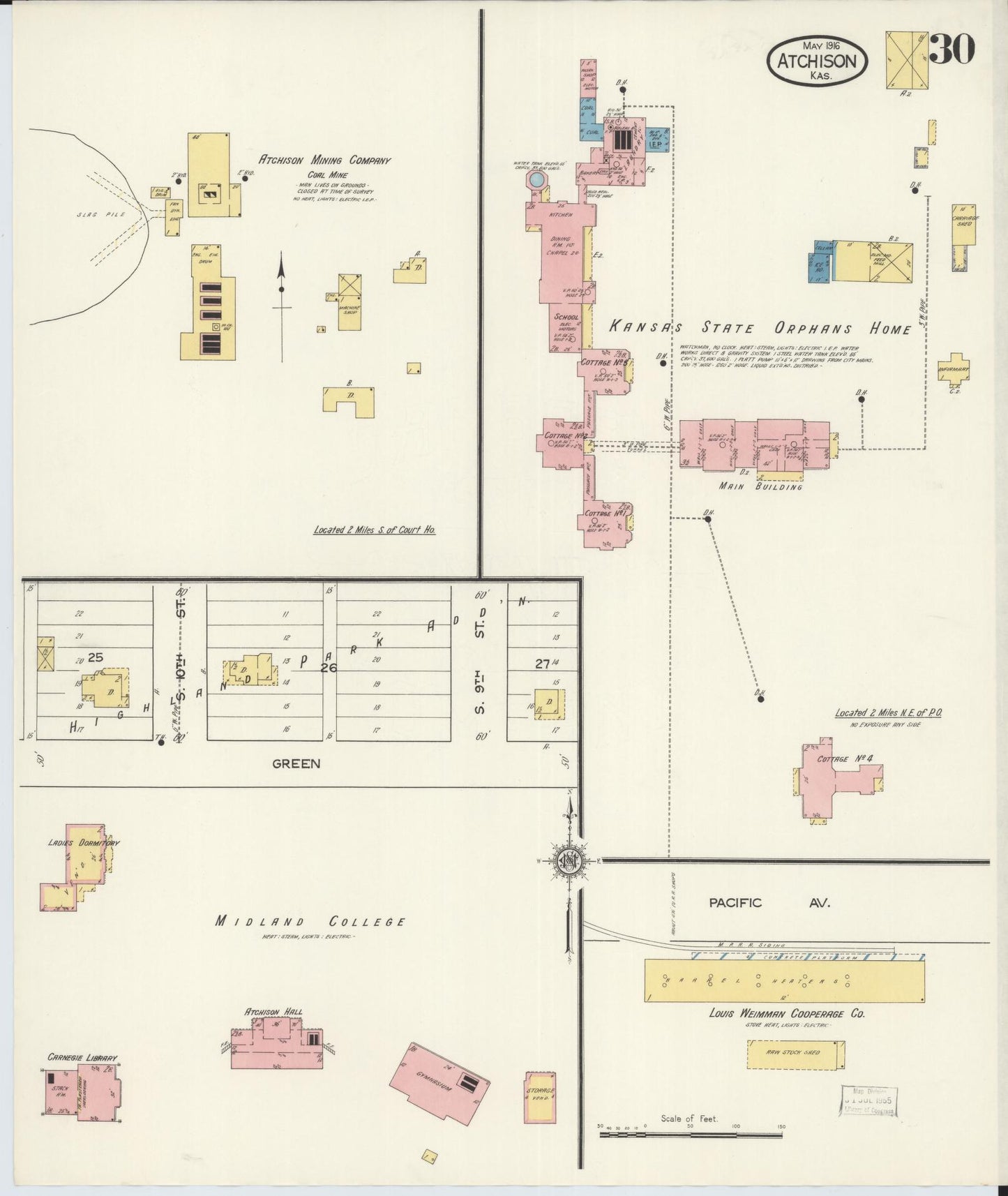 Sanborn Fire Insurance Map from Atchison, Atchison County, Kansas (1916), Sheet #0030 - Complete Map Set gallery image, historic Sanborn map, vintage wall art, Kansas Kansas