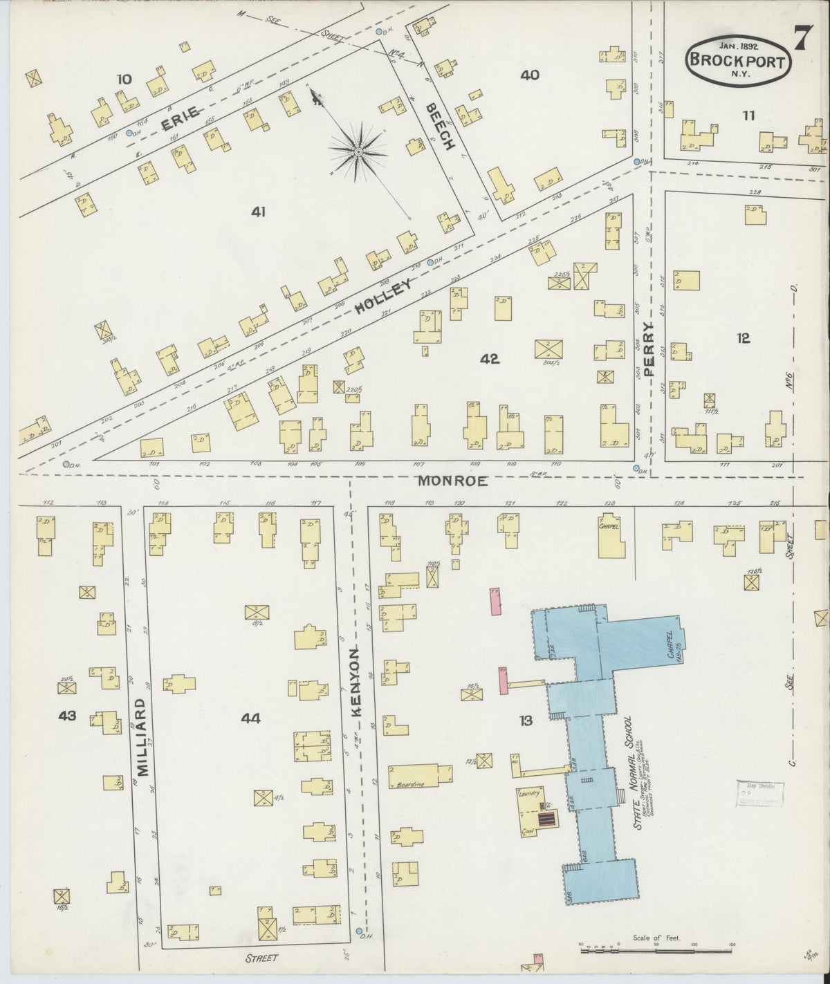 Sanborn Fire Insurance Map from Brockport, Monroe County, New York (1892), Sheet #0007 - Historic Sanborn Fire Insurance Map Print, vintage old map wall art, antique decor, genealogy gift, New York New York map
