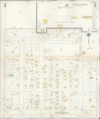 Sanborn Fire Insurance Map from Tecumseh, Johnson County, Nebraska (1943), Sheet #0005 - Complete Map Set gallery image, historic Sanborn map, vintage wall art, Nebraska Nebraska