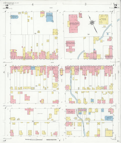 Sanborn Fire Insurance Map from Shepherdstown, Jefferson County, West Virginia (1933), Sheet #0002 - Complete Map Set gallery image, historic Sanborn map, vintage wall art, West Virginia West Virginia