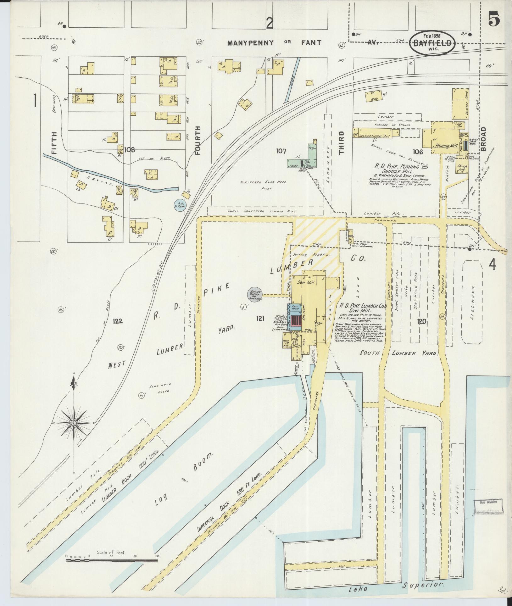 Sanborn Fire Insurance Map from Bayfield, Bayfield County, Wisconsin (1898), Sheet #0005 - Complete Map Set gallery image, historic Sanborn map, vintage wall art, Wisconsin Wisconsin