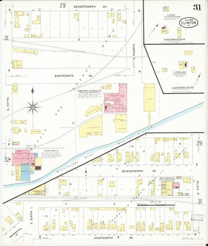 Sanborn Fire Insurance Map from Clinton, Clinton County, Iowa (1909), Sheet #0031 - Historic Sanborn Fire Insurance Map Print