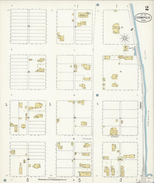 Sanborn Fire Insurance Map from Cosmopolis, Grays Harbor County, Washington (1901), Sheet #0002 - Historic Sanborn Fire Insurance Map Print, vintage old map wall art, antique decor, genealogy gift, Washington Washington map