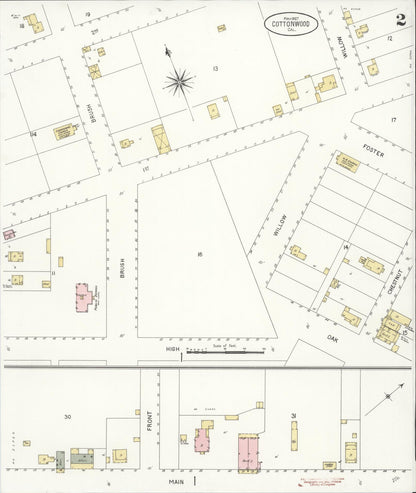 Sanborn Fire Insurance Map from Cottonwood, Shasta County, California (1907), Sheet #0002 - Historic Sanborn Fire Insurance Map Print, vintage old map wall art, antique decor, genealogy gift, California California map