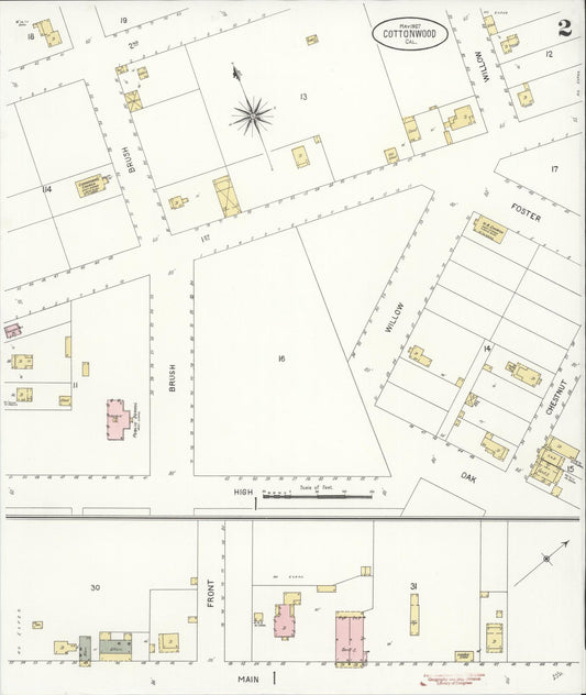 Sanborn Fire Insurance Map from Cottonwood, Shasta County, California (1907), Sheet #0002 - Historic Sanborn Fire Insurance Map Print, vintage old map wall art, antique decor, genealogy gift, California California map