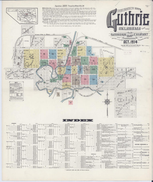 Sanborn Fire Insurance Map from Guthrie, Logan County, Oklahoma. (1914) – Historic Sanborn Fire Insurance Map Print