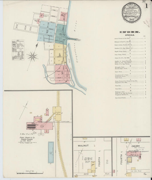 Sanborn Fire Insurance Map from Wrightsville, York County, Pennsylvania (1894), Sheet #0001 - Historic Sanborn Fire Insurance Map Print, vintage old map wall art, antique decor, genealogy gift, Pennsylvania Pennsylvania map