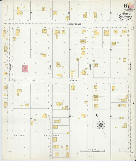 Sanborn Fire Insurance Map from Falmouth, Pendleton County, Kentucky (1903), Sheet #0006 - Historic Sanborn Fire Insurance Map Print, vintage old map wall art, antique decor, genealogy gift, Kentucky Kentucky map