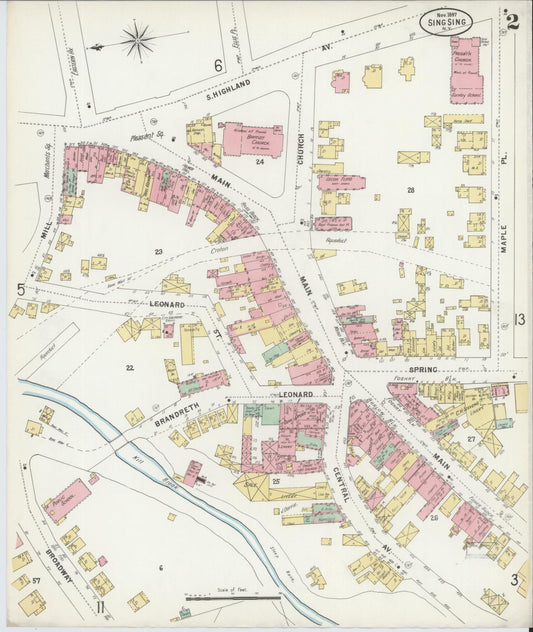 Sanborn Fire Insurance Map from Sing Sing, Westchester County, New York (1897), Sheet #0002 - Historic Sanborn Fire Insurance Map Print, vintage old map wall art, antique decor, genealogy gift, New York New York map