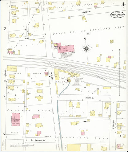 Sanborn Fire Insurance Map from Mount Pleasant, Henry County, Iowa (1909), Sheet #0004 - Historic Sanborn Fire Insurance Map Print