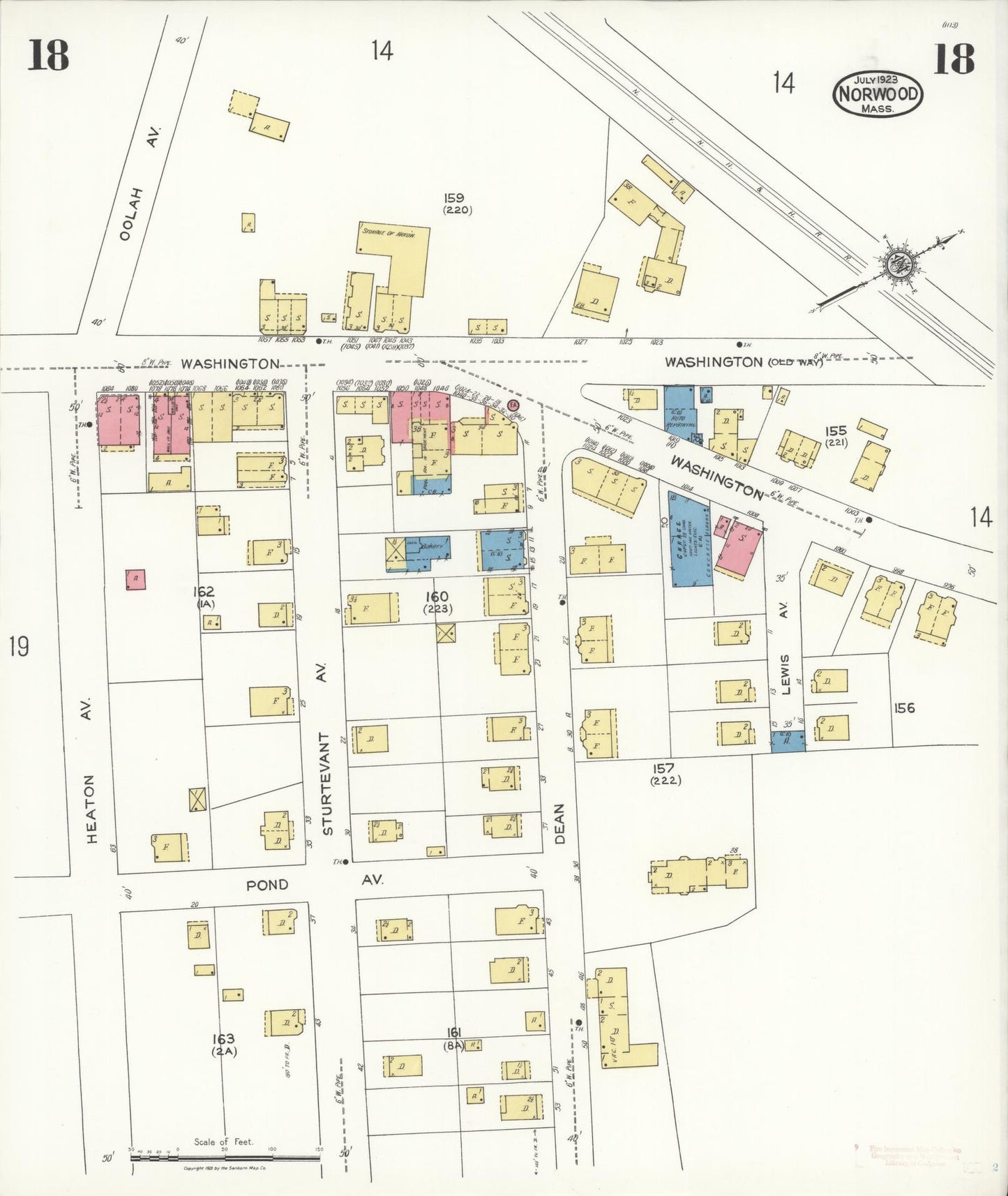 Sanborn Fire Insurance Map from Norwood, Norfolk County, Massachusetts (1923), Sheet #0018 - Complete Map Set gallery image, historic Sanborn map, vintage wall art, Massachusetts Massachusetts