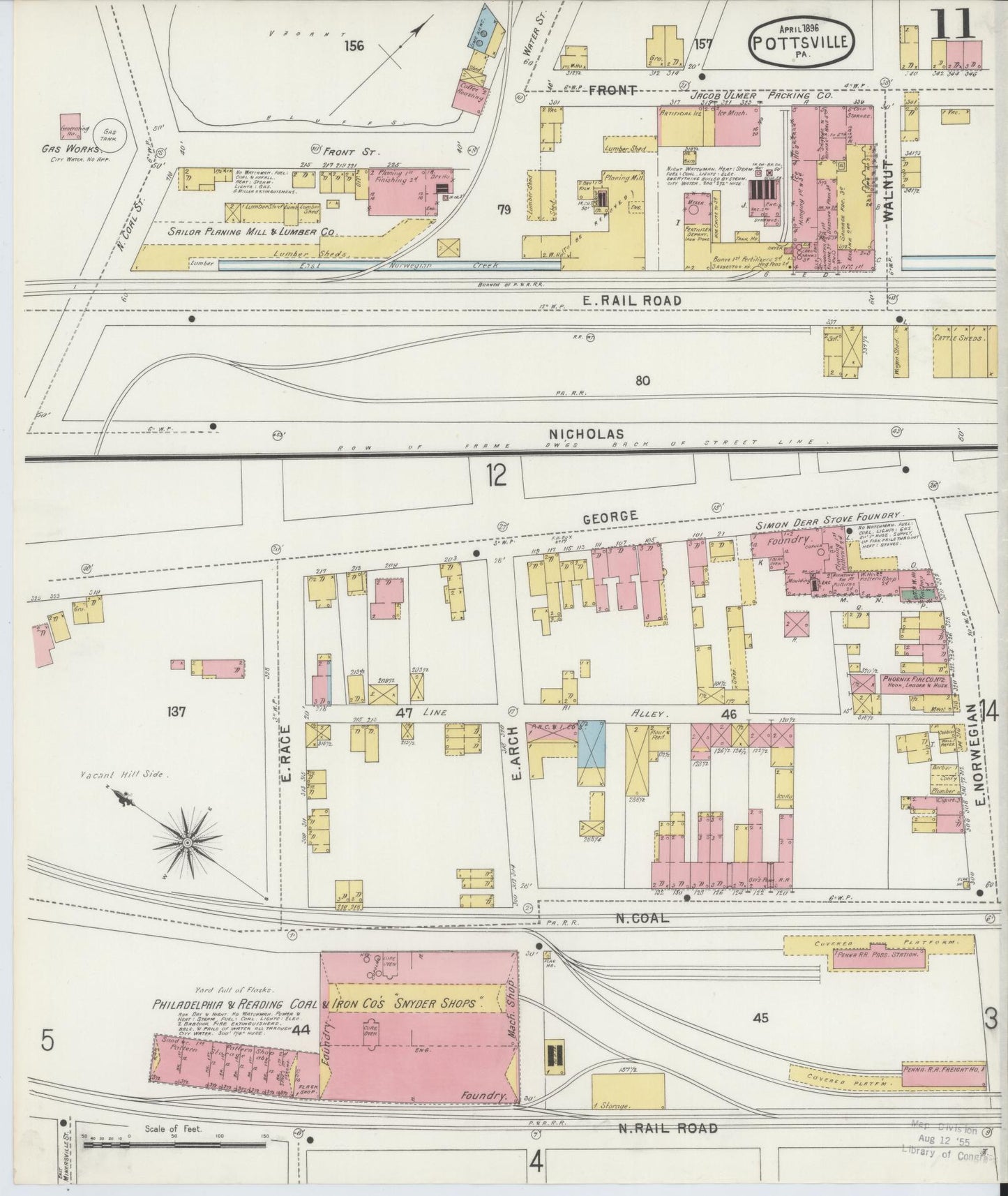 Sanborn Fire Insurance Map from Pottsville, Schuylkill County, Pennsylvania (1895), Sheet #0011 - Complete Map Set gallery image, historic Sanborn map, vintage wall art, Pennsylvania Pennsylvania