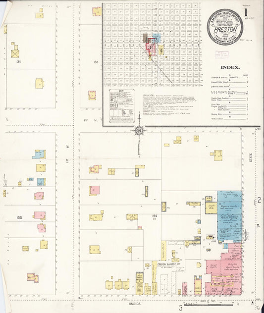 Sanborn Fire Insurance Map from Preston, Franklin County, Idaho (1915), Sheet #0001 - Complete Map Set gallery image, historic Sanborn map, vintage wall art, Idaho Idaho
