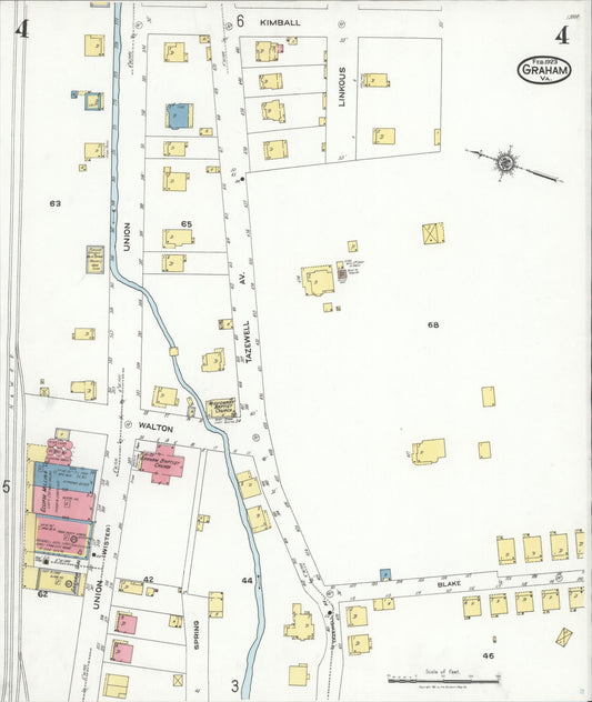 Sanborn Fire Insurance Map from Graham, Tazewell County, Virginia (1923), Sheet #0004 - Historic Sanborn Fire Insurance Map Print, vintage old map wall art, antique decor, genealogy gift, Virginia Virginia map