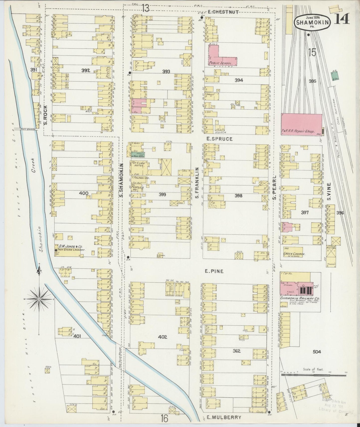 Sanborn Fire Insurance Map from Shamokin, Northumberland County, Pennsylvania (1896), Sheet #0014 - Complete Map Set gallery image, historic Sanborn map, vintage wall art, Pennsylvania Pennsylvania