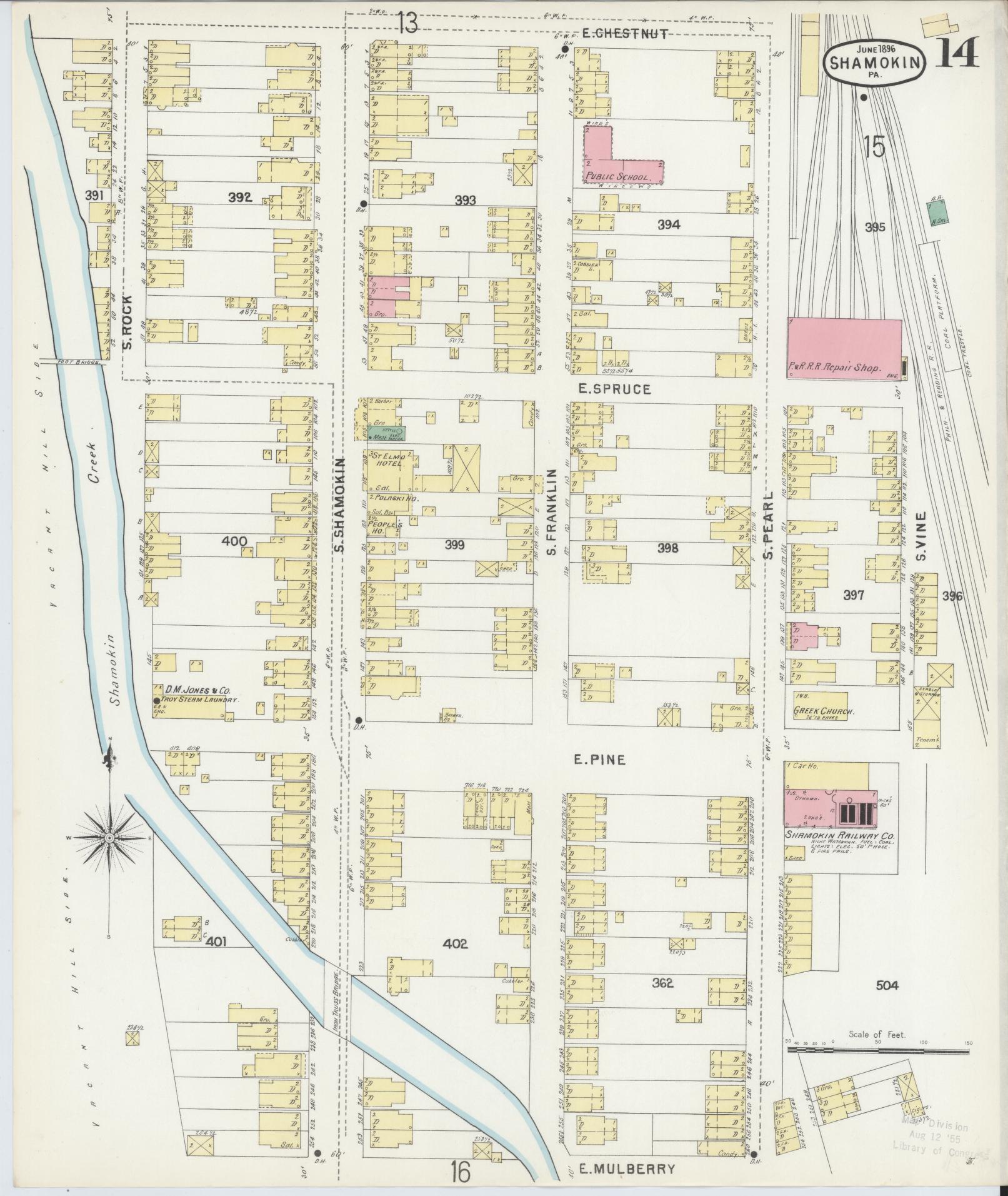 Sanborn Fire Insurance Map from Shamokin, Northumberland County, Pennsylvania (1896), Sheet #0014 - Complete Map Set gallery image, historic Sanborn map, vintage wall art, Pennsylvania Pennsylvania