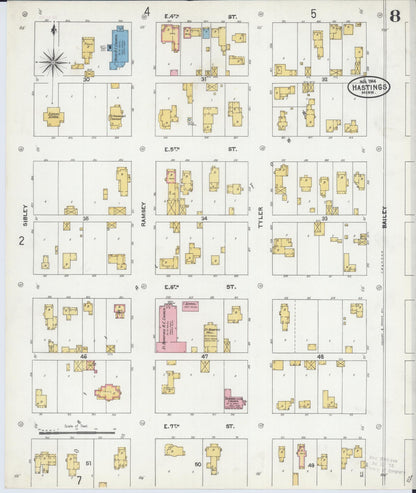 Sanborn Fire Insurance Map from Hastings, Dakota County, Minnesota (1904), Sheet #0008 - Complete Map Set gallery image, historic Sanborn map, vintage wall art, Minnesota Minnesota
