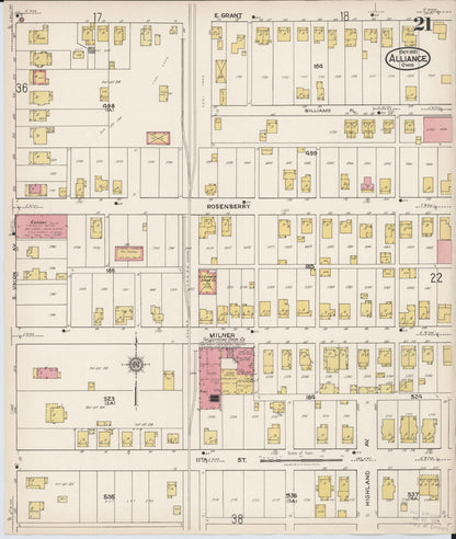 Sanborn Fire Insurance Map from Alliance, Stark County, Ohio (1921), Sheet #0021 - Complete Map Set gallery image, historic Sanborn map, vintage wall art, Ohio Ohio