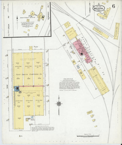 Sanborn Fire Insurance Map from Weleetka, Okfuskee County, Oklahoma (1918), Sheet #0006 - Complete Map Set gallery image, historic Sanborn map, vintage wall art, Oklahoma Oklahoma