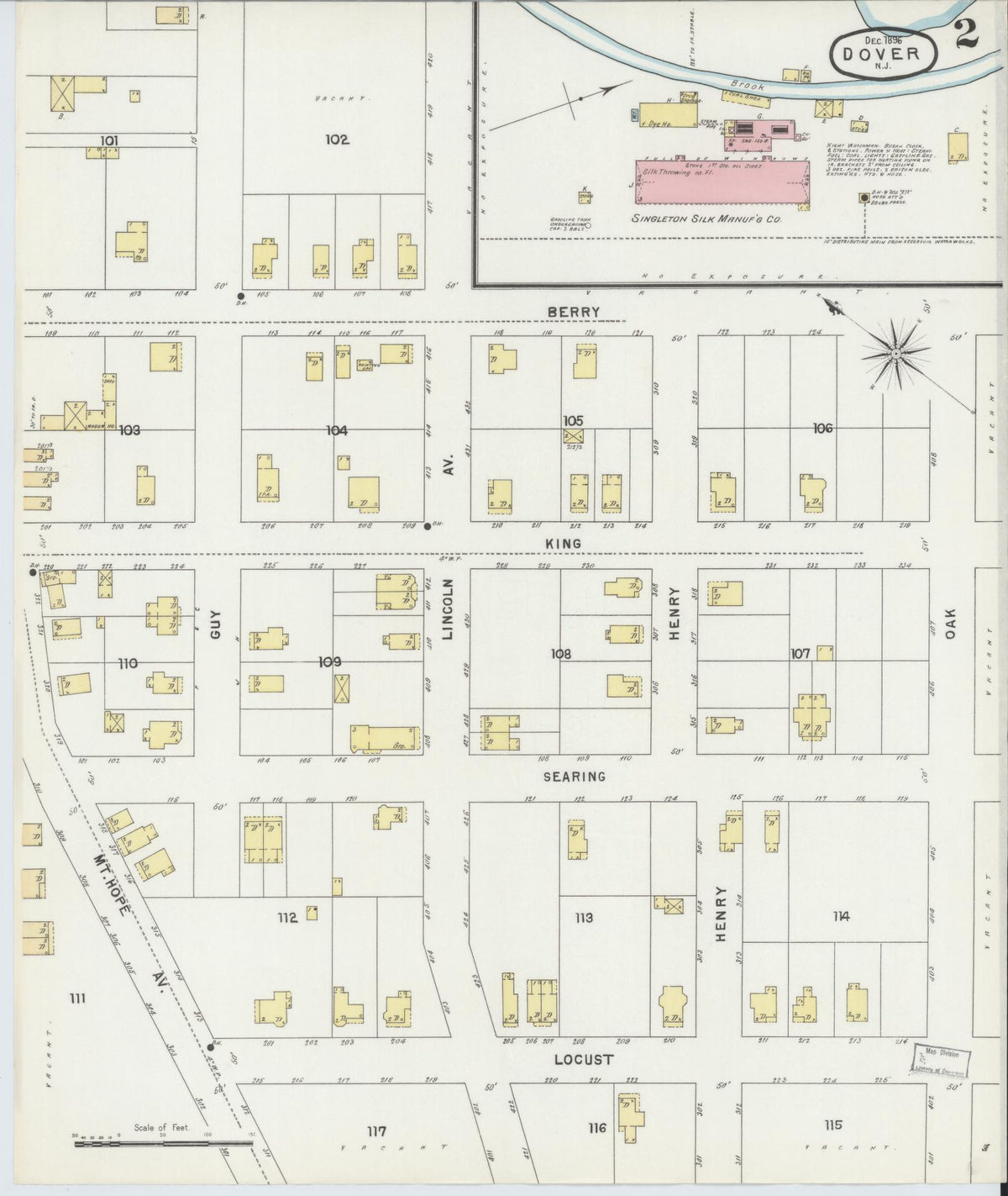 Sanborn Fire Insurance Map from Dover, Morris County, New Jersey (1896), Sheet #0002 - Complete Map Set gallery image, historic Sanborn map, vintage wall art, New Jersey New Jersey