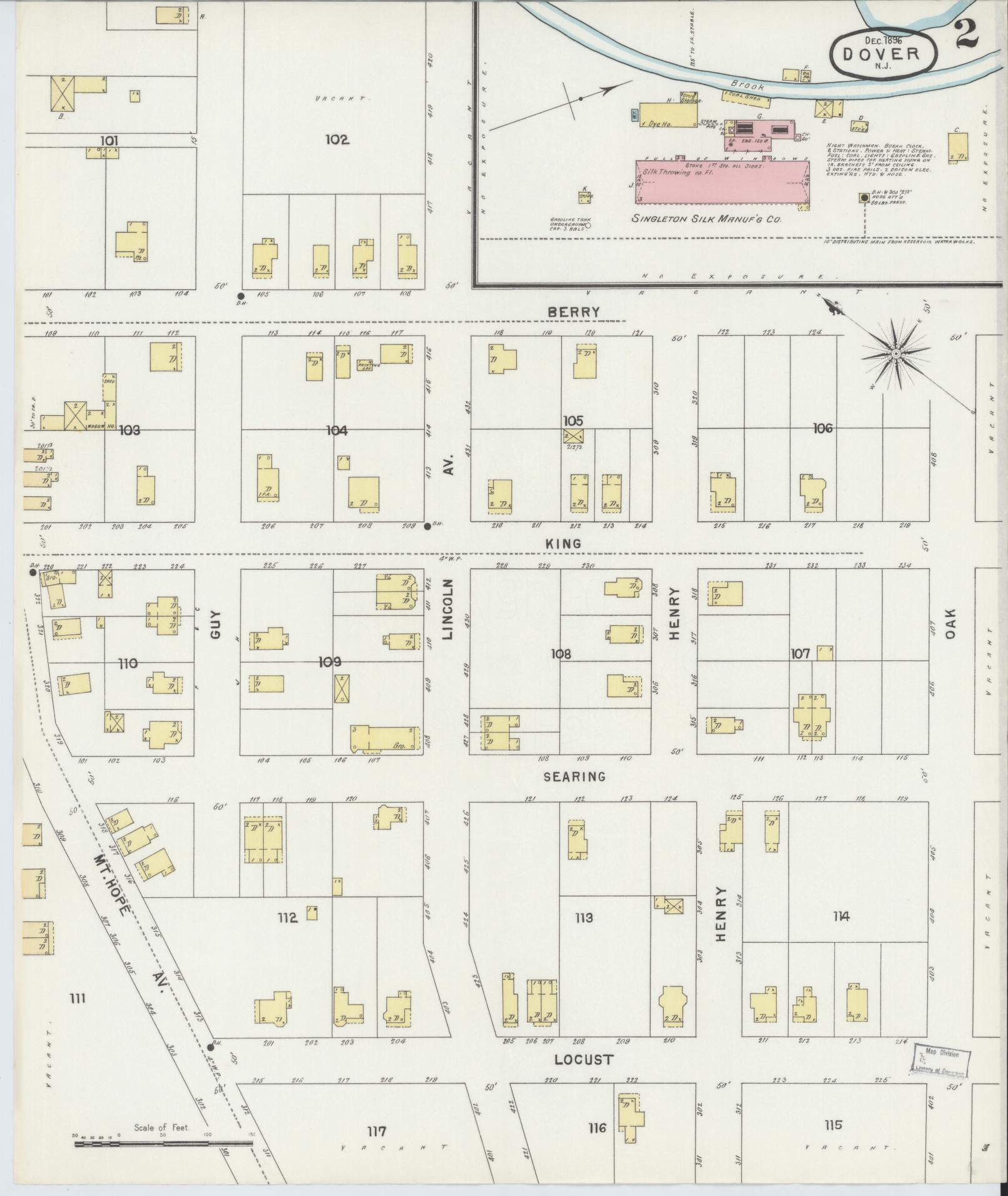 Sanborn Fire Insurance Map from Dover, Morris County, New Jersey (1896), Sheet #0002 - Complete Map Set gallery image, historic Sanborn map, vintage wall art, New Jersey New Jersey