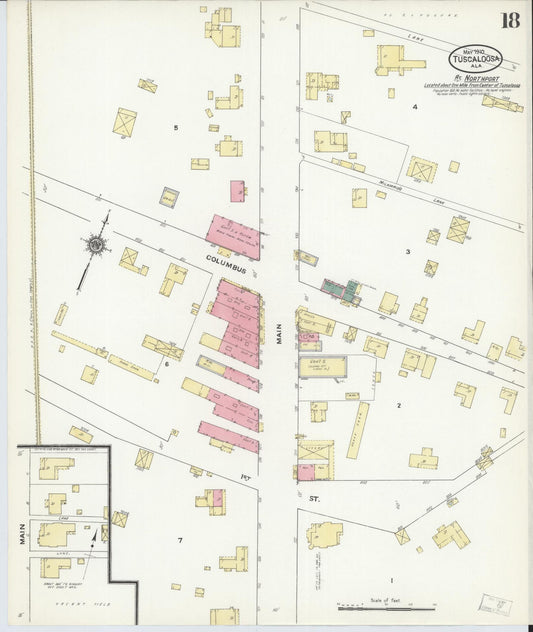 Sanborn Fire Insurance Map from Tuscaloosa, Tuscaloosa County, Alabama (1910), Sheet #0018 - Historic Sanborn Fire Insurance Map Print, vintage old map wall art, antique decor, genealogy gift, Alabama Alabama map