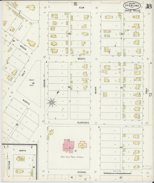 Sanborn Fire Insurance Map from Sterling, Whiteside County, Illinois (1897), Sheet #0018 - Historic Sanborn Fire Insurance Map Print, vintage old map wall art, antique decor, genealogy gift, Illinois Illinois map