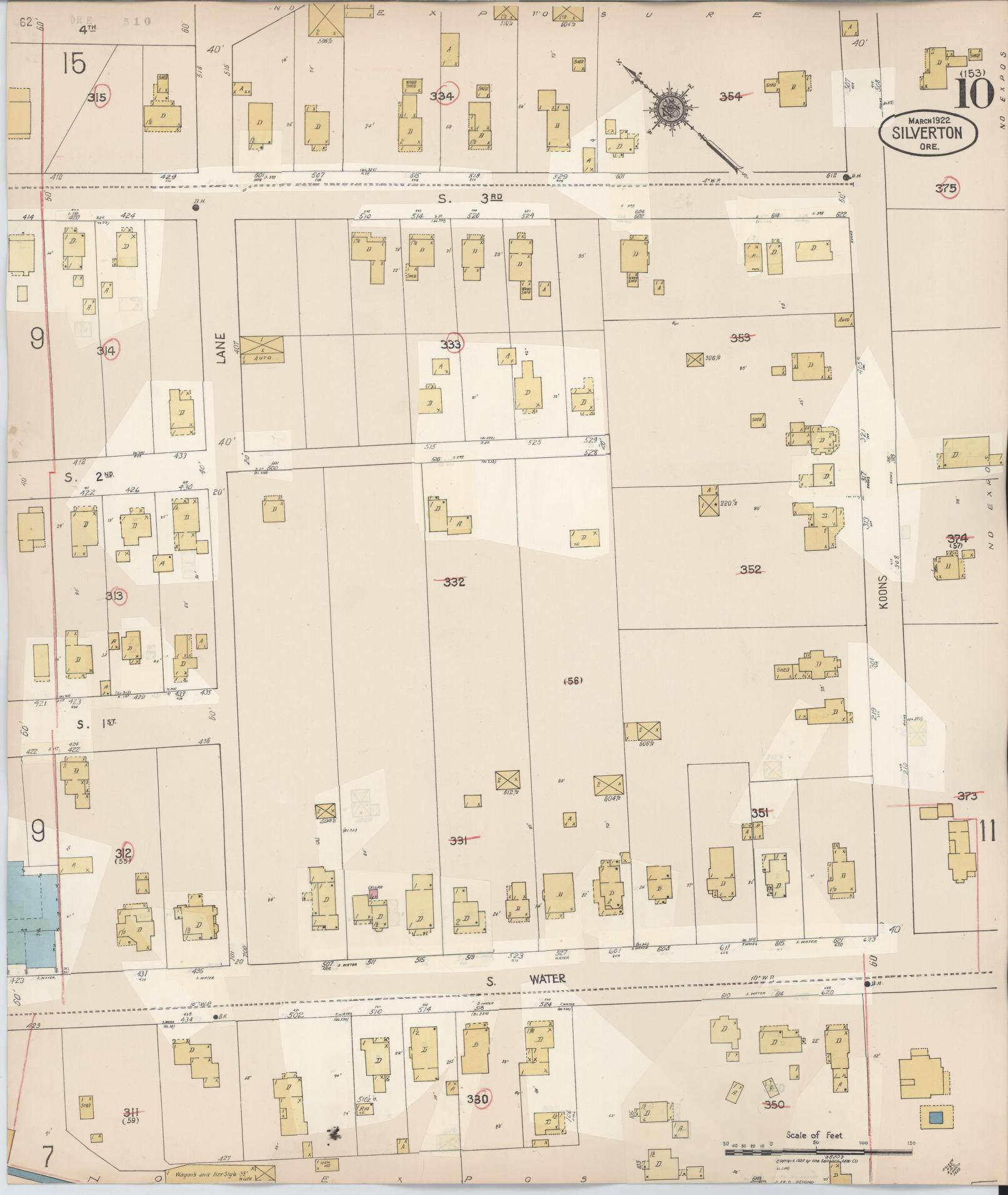 Sanborn Fire Insurance Map from Silverton, Marion County, Oregon (1939), Sheet #0010 - Complete Map Set gallery image, historic Sanborn map, vintage wall art, Oregon Oregon