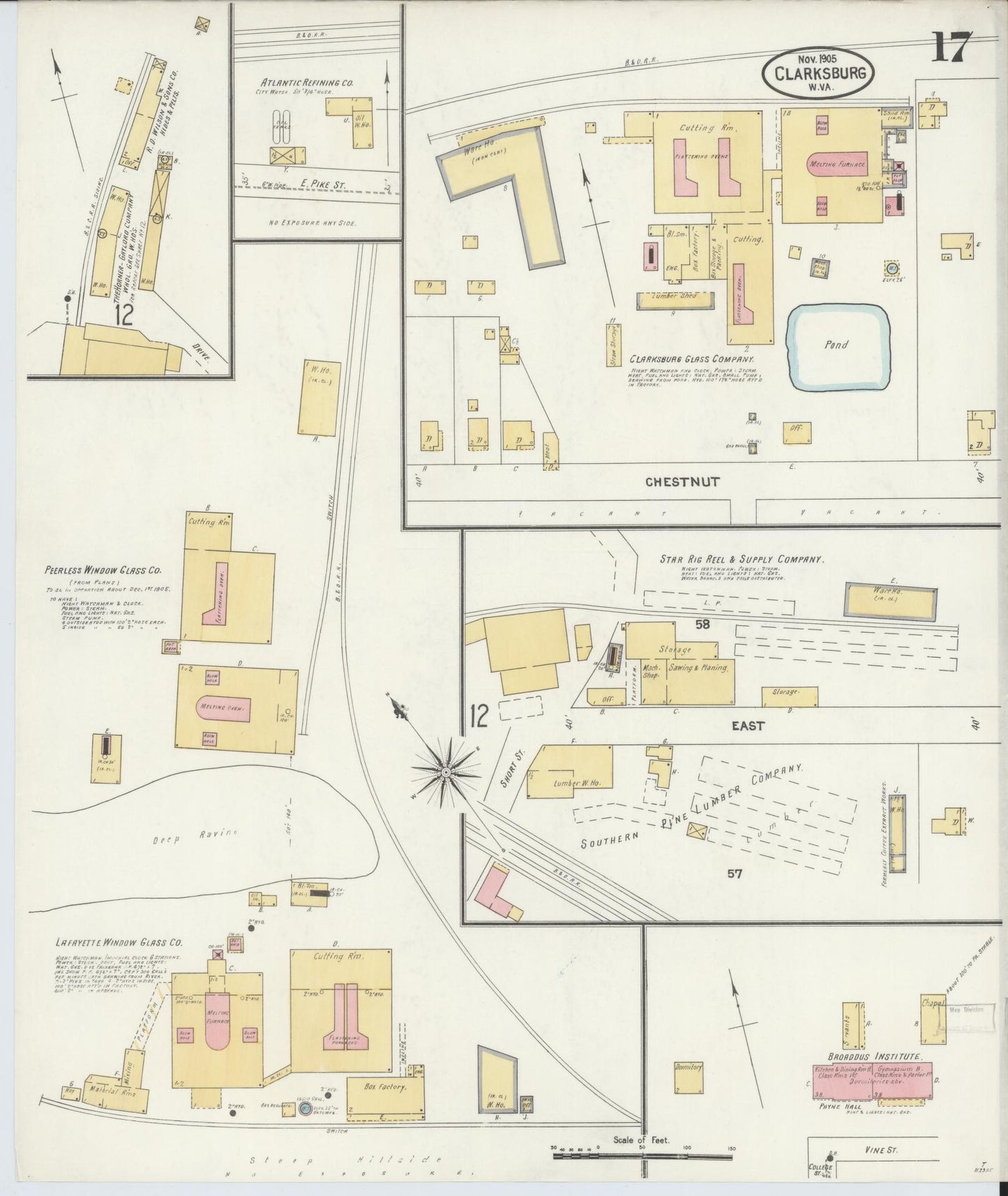 Sanborn Fire Insurance Map from Clarksburg, Harrison County, West Virginia (1905), Sheet #0017 - Complete Map Set gallery image, historic Sanborn map, vintage wall art, West Virginia West Virginia