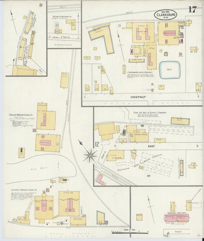 Sanborn Fire Insurance Map from Clarksburg, Harrison County, West Virginia (1905), Sheet #0017 - Complete Map Set gallery image, historic Sanborn map, vintage wall art, West Virginia West Virginia