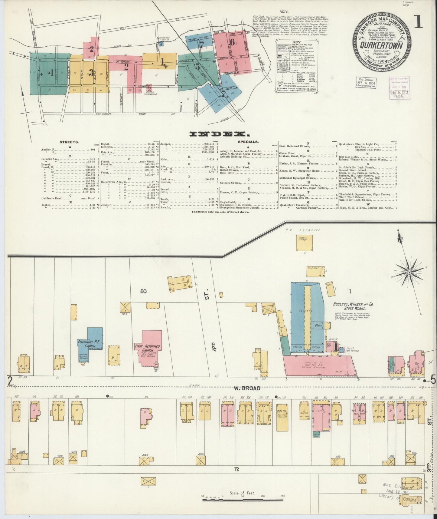 Sanborn Fire Insurance Map from Quakertown, Bucks County, Pennsylvania (1904), Sheet #0001 - Complete Map Set gallery image, historic Sanborn map, vintage wall art, Pennsylvania Pennsylvania
