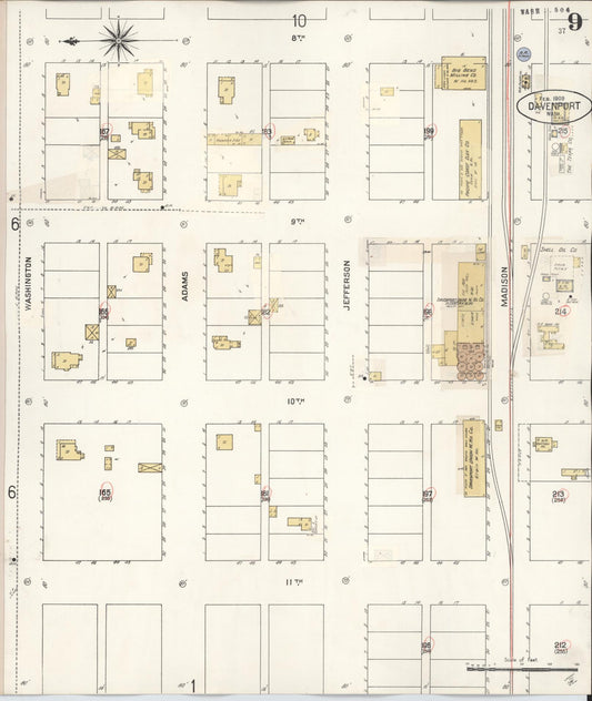 Sanborn Fire Insurance Map from Davenport, Lincoln County, Washington (1930), Sheet #0009 - Historic Sanborn Fire Insurance Map Print, vintage old map wall art, antique decor, genealogy gift, Washington Washington map