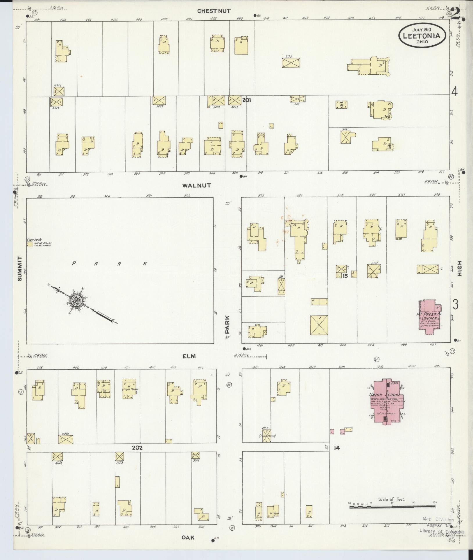 Sanborn Fire Insurance Map from Leetonia, Columbiana County, Ohio (1910), Sheet #0002 - Historic Sanborn Fire Insurance Map Print, vintage old map wall art, antique decor, genealogy gift, Ohio Ohio map