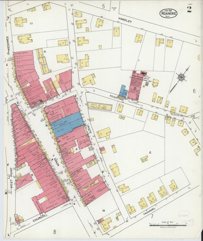 Sanborn Fire Insurance Map from Roanoke, Randolph County, Alabama (1921), Sheet #0002 - Complete Map Set gallery image, historic Sanborn map, vintage wall art, Alabama Alabama