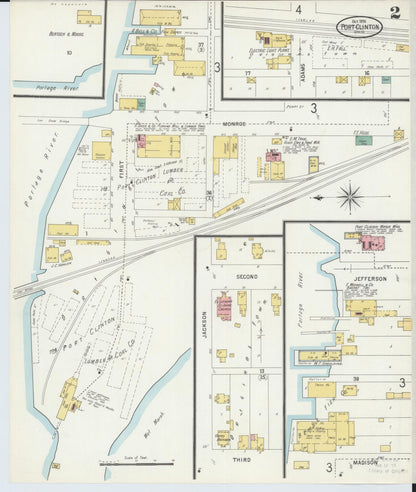 Sanborn Fire Insurance Map from Port Clinton, Ottawa County, Ohio (1898), Sheet #0002 - Historic Sanborn Fire Insurance Map Print, vintage old map wall art, antique decor, genealogy gift, Ohio Ohio map