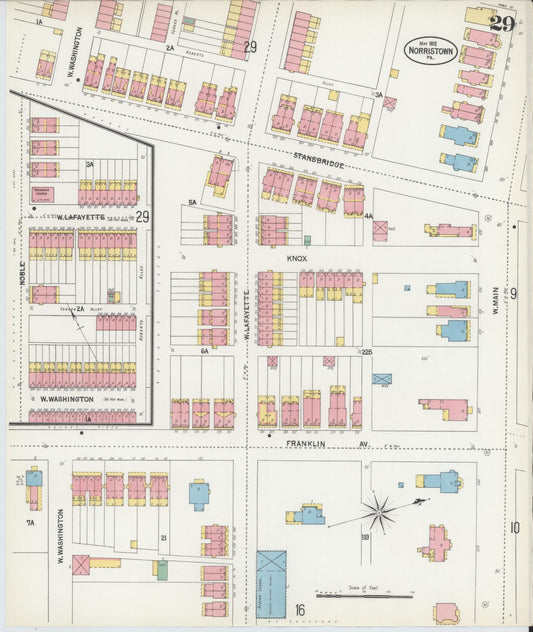 Sanborn Fire Insurance Map from Norristown, Montgomery County, Pennsylvania (1902), Sheet #0029 - Historic Sanborn Fire Insurance Map Print, vintage old map wall art, antique decor, genealogy gift, Pennsylvania Pennsylvania map