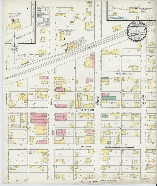 Sanborn Fire Insurance Map from Andrews, Huntington County, Indiana (1895), Sheet #0001 - Historic Sanborn Fire Insurance Map Print, vintage old map wall art, antique decor, genealogy gift, Indiana Indiana map