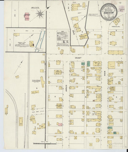 Sanborn Fire Insurance Map from Bowerston, Harrison County, Ohio (1907), Sheet #0001 - Historic Sanborn Fire Insurance Map Print, vintage old map wall art, antique decor, genealogy gift, Ohio Ohio map
